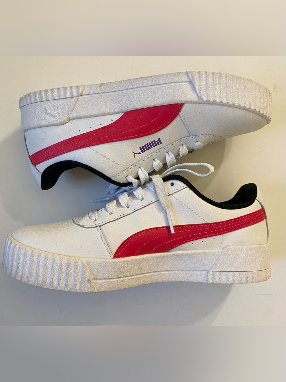Puma 6.5 Women’s White Sneakers with Pink Accents